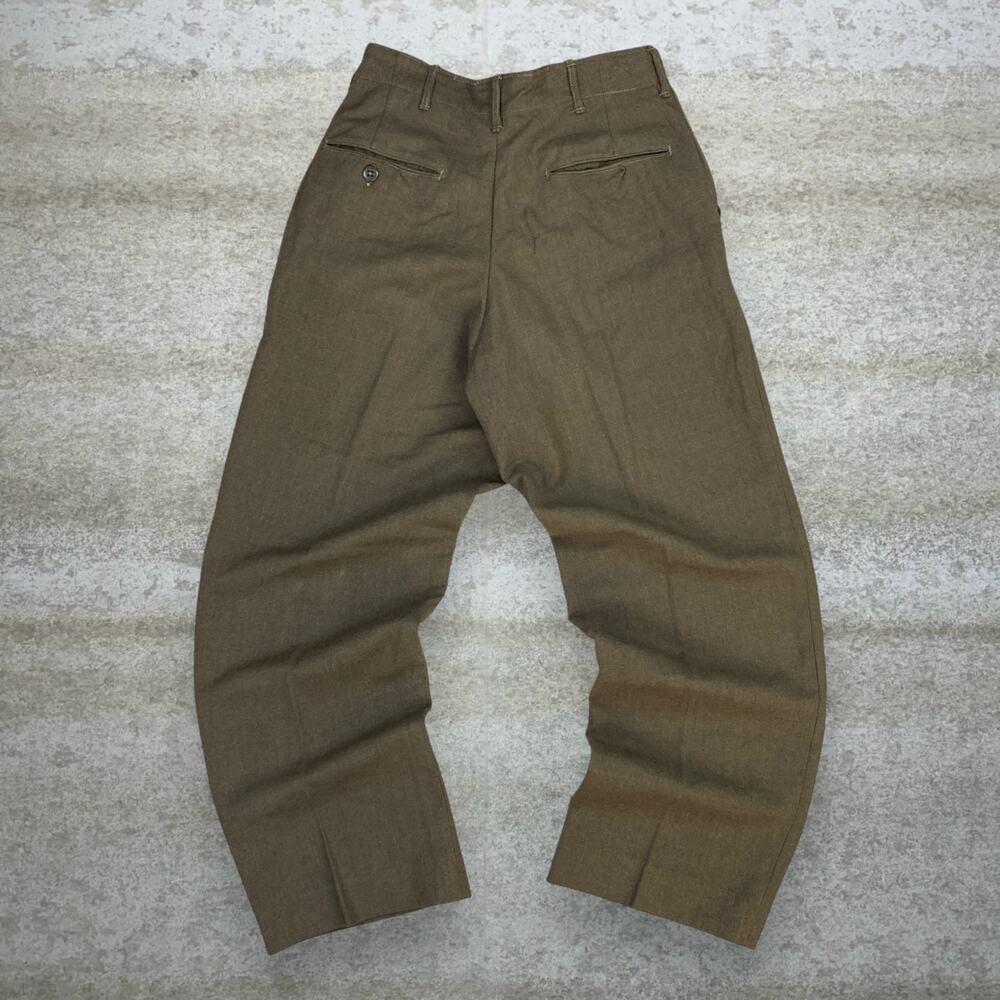 True Vintage 70s Dress Pants 31x30 Baggy Wide Leg Green Button Fly Flat Front